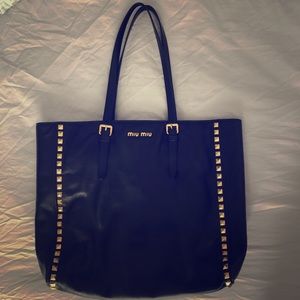 Black Leather Miu Miu handbag with rockstuds